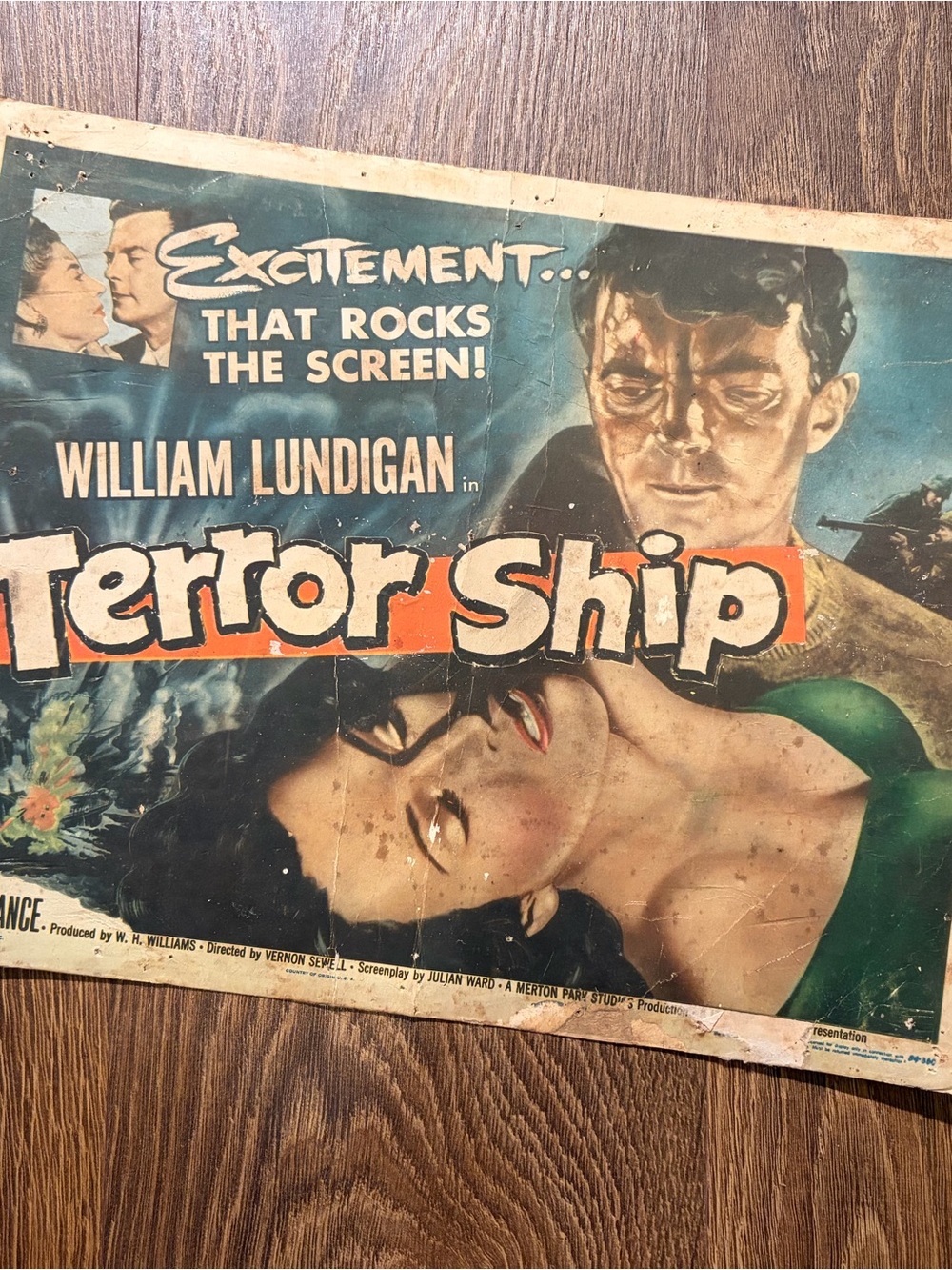 Vintage Terror Ship 1954 Lobby Card